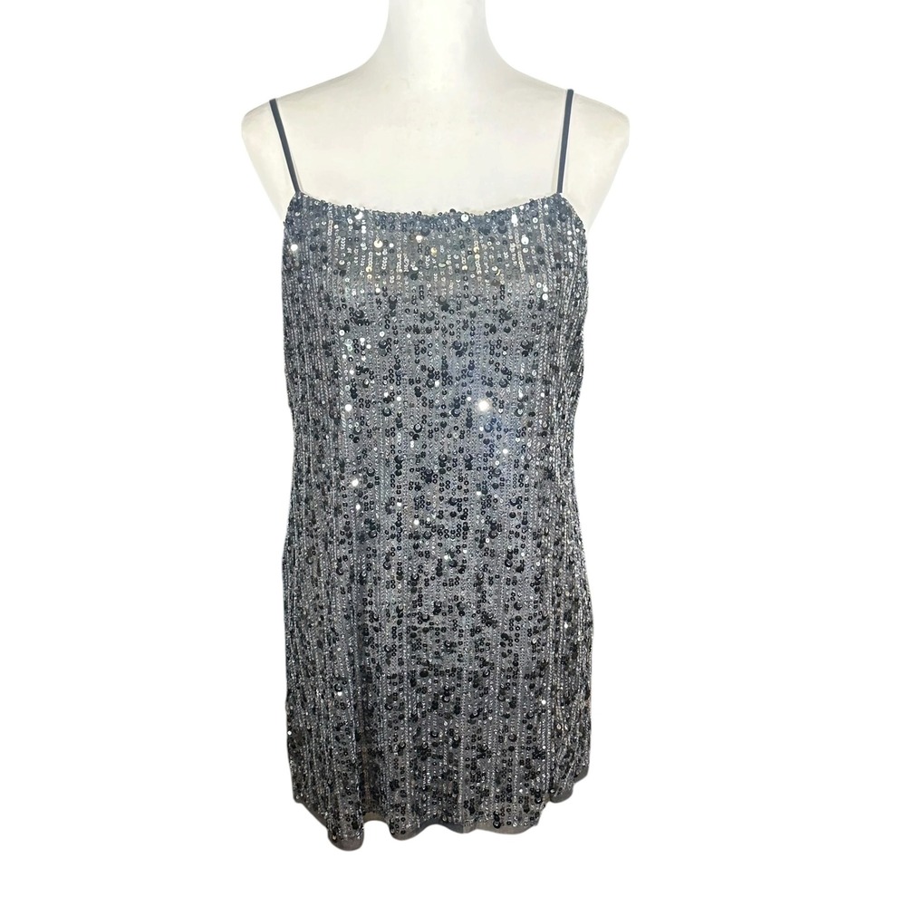 Intimately Free People Midnight Kiss Slip Dress NWT Women's M Charcoal‎ Sequin
